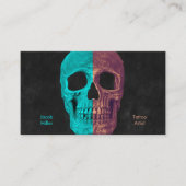ゴシックハーフスカルティール(緑がかった色)ブラウンブラックタトゥーショップ 名刺 (正面)
