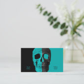 ゴシックハーフスカルティール（緑がかった色）ブラックタトゥーショップ 名刺 (スタンド正面)