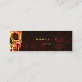 ゴシックハーフスカル顔レッドグリーンタトゥーショップ スキニー名刺