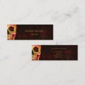 ゴシックハーフスカル顔レッドグリーンタトゥーショップ スキニー名刺 (正面/裏面)