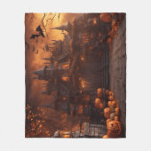 ゴシックハ不気味ロウィーンハウスホラーマンション フリースブランケット (正面)