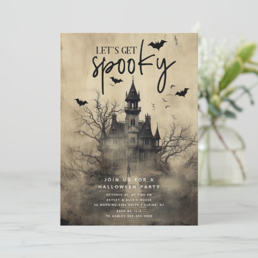 ゴシックハ幽霊のよく出るウスハローウィンパーティ招待状 招待状 (スタンド正面)