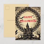 ゴシックハ幽霊のよく出るウスビクトリアンハッピーハローウィン シーズンポストカード (正面/裏面)