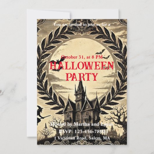 ゴシックハ幽霊のよく出るウスビクトリアンハローウィンパーティ 招待状 (正面)