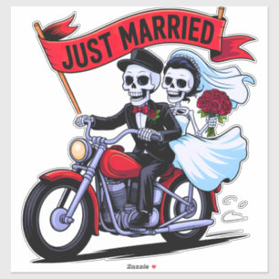 ゴシックバイクもしくは自転車に乗る人カップルたった今結婚しました シール