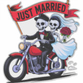 ゴシックバイクもしくは自転車に乗る人カップルたった今結婚しました シール (正面)