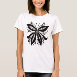 ゴシックバタフライブラックアンドホワイトタトゥーアート Tシャツ