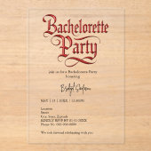 ゴシックバチェロレッテ – レッドメタリックスクリプト アクリル招待状 (正面)