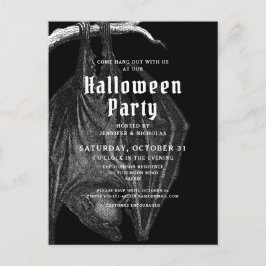 ゴシックバットのハロウィンパーティー招待状 ポストカード