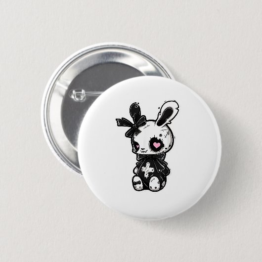 ゴシックバニーかわいいウサギEガールキュートゴシック衣装 缶バッジ (正面&裏面)