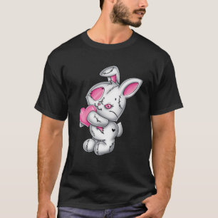 ゴシックバニーキュートエモゴシックホワイトバニーピンク Tシャツ