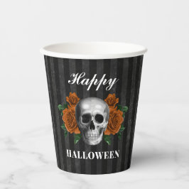 ゴシックバラとドクロのハッピーハロウィン 紙コップ