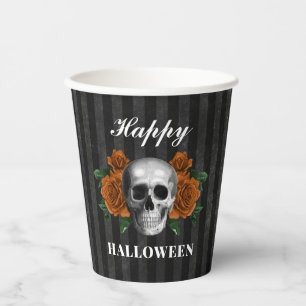 ゴシックバラとドクロのハッピーハロウィン 紙コップ
