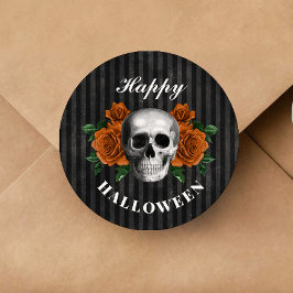 ゴシックバラとドクロ ハッピーハロウィン ラウンドシール