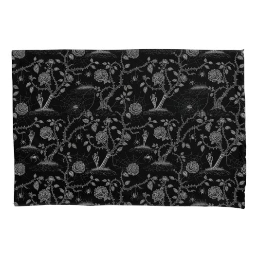 ゴシックバラと骨柄 枕カバー (正面)