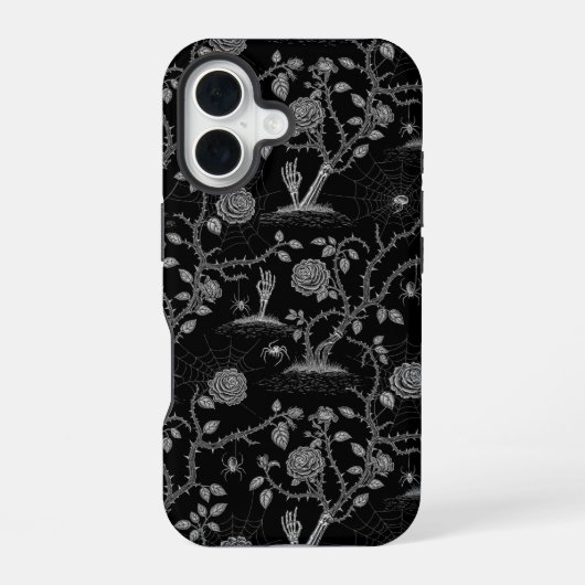 ゴシックバラと骨柄 iPhone 16ケース (裏面)