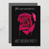 ゴシックバラの10代の少女の誕生日パーティー 招待状 (正面/裏面)