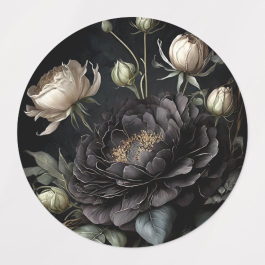 ゴシックバラアレンジメント黒花 ラベル (デザイン1)