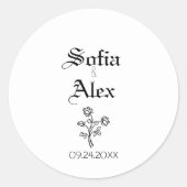 ゴシックバラエレガント黒タイポグラフィ結婚ズ ラウンドシール (正面)