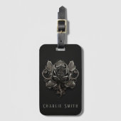 ゴシックバラオーナメントオン暗背景名前をカスタムする ラゲッジタグ (正面縦)