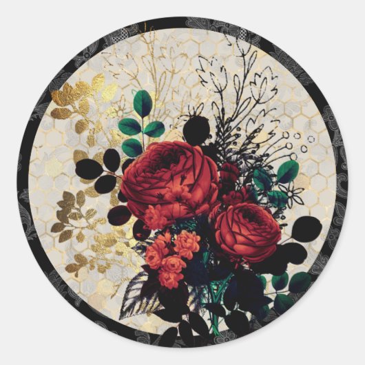 ゴシックバラクラシックラウンドステッカー ラウンドシール (正面)