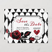 ゴシックバラグランジダイヤモンドプリント日付の保存 案内ポストカード (正面/裏面)