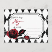 ゴシックバラグランジダイヤモンドプリント日付の保存 案内ポストカード (裏面)