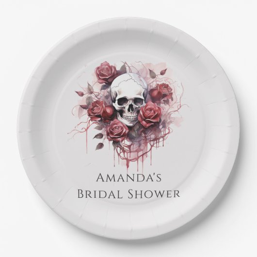 ゴシックバラスカルハロウィーンブライダルシャワー ペーパープレート (正面)