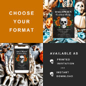 ゴシックバラフローラスカルハロウィンカクテルパーティー 招待状