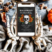 ゴシックバラフローラスカルハロウィンカクテルパーティー 招待状