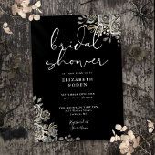 ゴシックバラフローラ白黒ブライダルシャワー 招待状