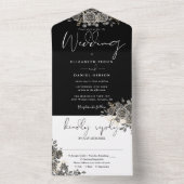 ゴシックバラフローラ白黒結婚ズ オールインワン招待状 (内側)