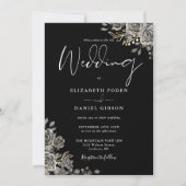 ゴシックバラフローラ白黒結婚ズ 招待状 (正面)