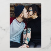 ゴシックバラフローラ結婚写真の黒と金ゴールド 箔招待状 (裏面)