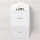 ゴシックバラフローラ金ゴールド結婚ズ オールインワン招待状 (外側)