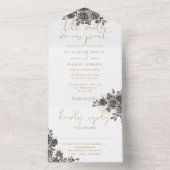 ゴシックバラフローラ金ゴールド結婚ズ オールインワン招待状 (内側)