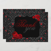ゴシックバラブラックとレッドサンキューカード サンキューカード (正面/裏面)
