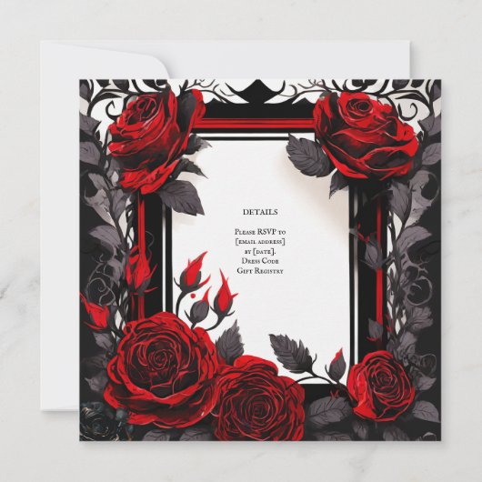 ゴシックバラ手打ち式招待状 招待状 (裏面)