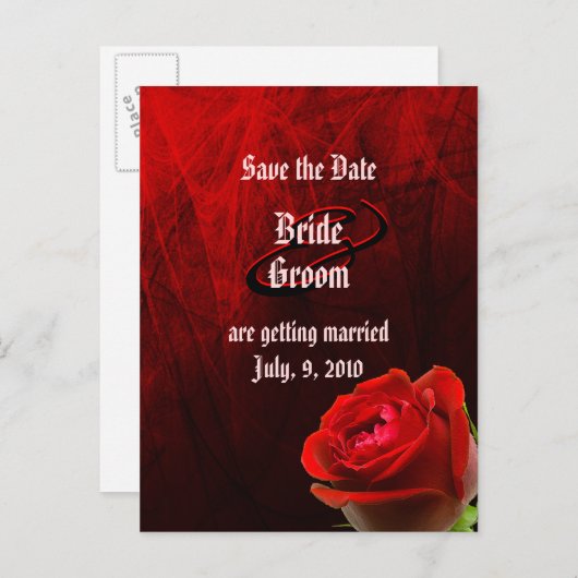 ゴシックバラ日付のはがきを保存 案内ポストカード (正面/裏面)