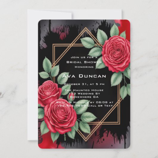 ゴシックバラ枠ブライダルシャワー 招待状 (正面)