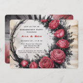 ゴシックバラ枠婚約パーティ 招待状 (正面/裏面)