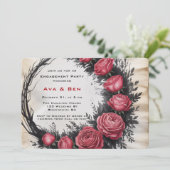 ゴシックバラ枠婚約パーティ 招待状 (スタンド正面)