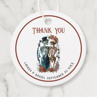 ゴシックバラ結婚スケルトンお礼メッセージカード フェイバータグ