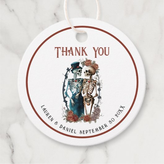 ゴシックバラ結婚スケルトンお礼メッセージカード フェイバータグ (正面)