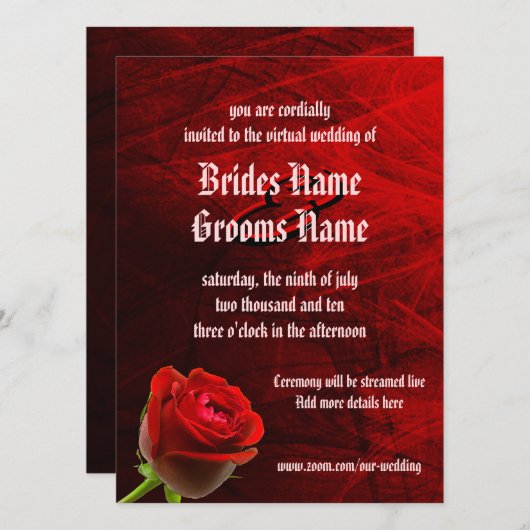 ゴシックバラ結婚Virtual 招待状 (正面/裏面)