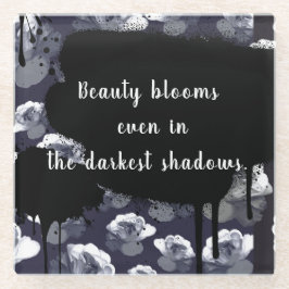 ゴシックバラ美しい開花の影 ガラスコースター