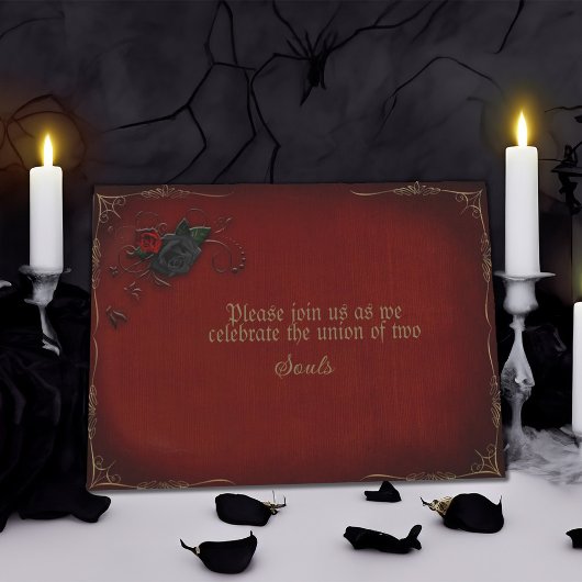 ゴシックバラ赤と結婚黒 招待状