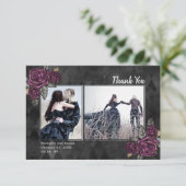ゴシックバラ2結婚フォトブラックサンキューカード サンキューカード (スタンド正面)
