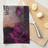 ゴシックバラ、キャンドル、パーチメントモノグラム キッチンタオル (四つ折り)