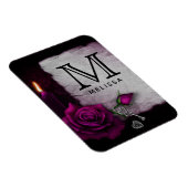 ゴシックバラ、キャンドル、パーチメント、ロケットモノグラム マグネット (右側)